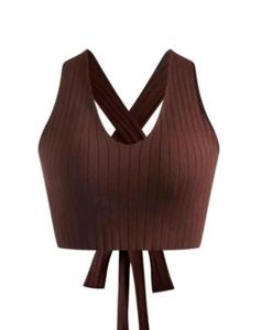 Ribbed Knit Tie Back Crop Top