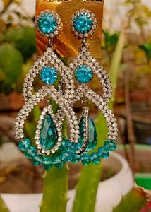 Sparkling Teal Drop Earrings