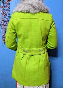 Neon Trench Fur Wolf Coat Frock Type For Women