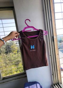 A Blue Butterfly Cute Brown Top