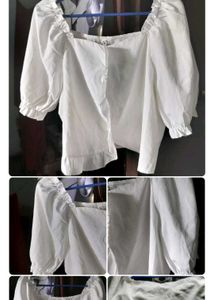 5 Set White Puff Sleeve Top