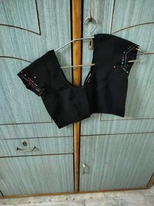 Black Embroidered Saari