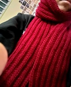 Handmade Maroon Knit Mikasa Scarf