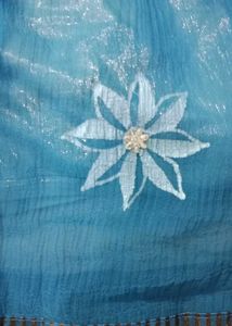 Hand-Painted Blue Georgette Skirt