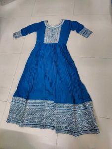 Elegant Blue Ethnic Anarkali Gown with dupatta