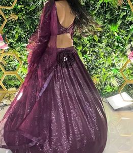 Purple Sequined Lehenga