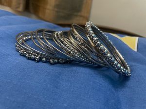 Stylish Silver Plated Bangle Set For Women