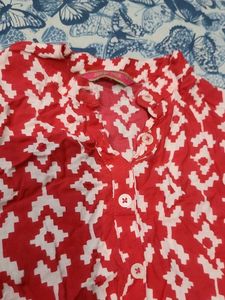 Pink &amp; White Print Kurta