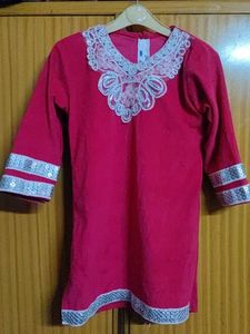 Pink Embellished kashmiri Kurta