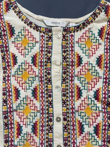 Max Off White Embroided Tunic Top With Bell Sleeve