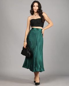 Emerald Green Ruched Mettalic Mini Skirt