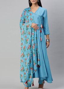 Blue Kurta Suit Set With Dupatta