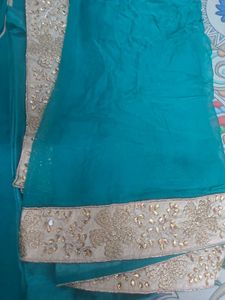 Teal &amp; Gold Embroidered Suit