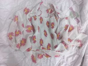 Floral Print Top &amp; Shirt Set