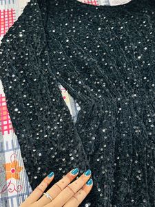 Sparkling Black Velvet Party Dress