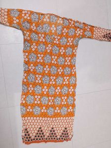 Flower Prints Cotton Yellow Kurta