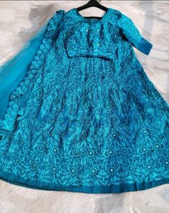 TURQUOIS BLUE HEAVY EMBROIDERED LEHENGA CHOLI SET