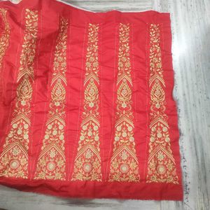 Red Embroidered Lehenga Unstitched