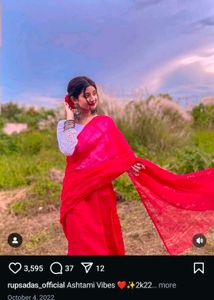 Red Sequin Saree