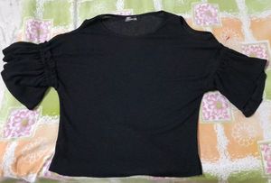 Cut Sleeves Black Top