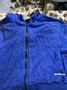 Blue 'BONKERS' Zip-Up Hoodie