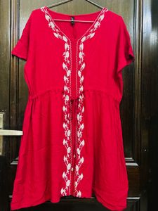 Red Embroidered Top