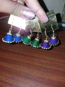 3 Colorful Jhumka Earrings In 120₹