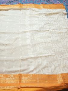 Orange Border Cream Colour Saree