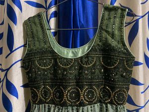 Olive Green Embellished Dress