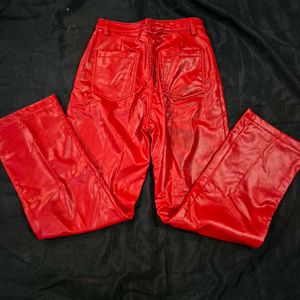 Red Faux Leather Pants|goth