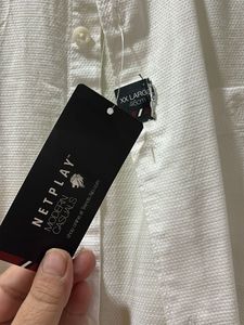 White Chinese Collar Shirt
