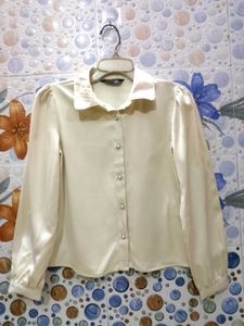 Elegant White Satin Shirt