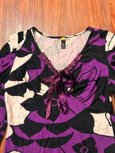 V-neck Top With Tie Ribbons