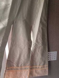 Blue Floral Lace Skirt with Gold Border