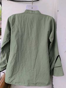 Olive Green Button-Up Top