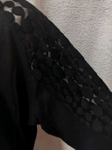 Black Lace Sleeve Sweatshirt