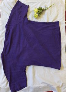 Purple Ribbed Wrap Top - Size M