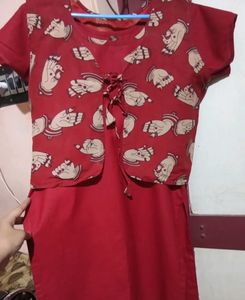 Kalamkari Kurti With Overcoat❤️
