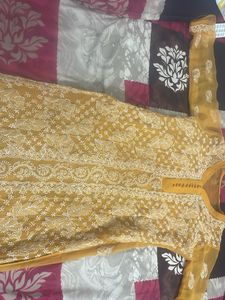 Yellow Chikankari Kurti