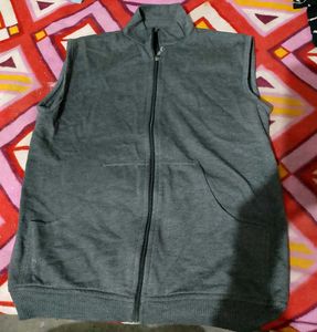 Sleeveless Gray Zip-Up Jacket