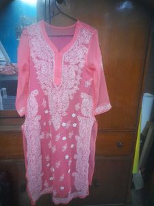 Pink Chikankaari Embroidered Kurta Set