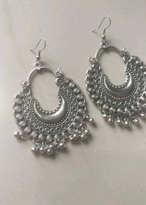 Silver Tone Drop Earrings Combo Of 2
