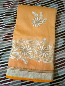Beautiful Embroidered Saree With Blouse
