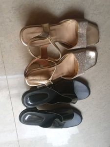 Golden+black Heels