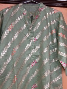 Festive Chanderi Green Kurta