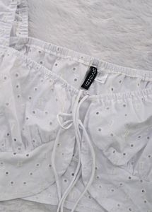 Eyelet Tie-Front Crop Top