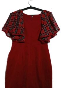 Red Plaid Sleeve Dress