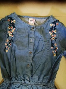 MAX:Embroided jeans fabric jumpsuit for girls