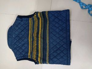 Kids Blue Quilted Vest Wool