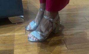 Silver Glitter Heels - Size 37